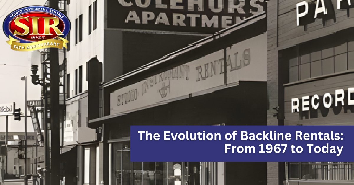 Vintage photo of the Studio Instrument Rentals storefront, showcasing the evolution of backline rentals from 1967 to today.